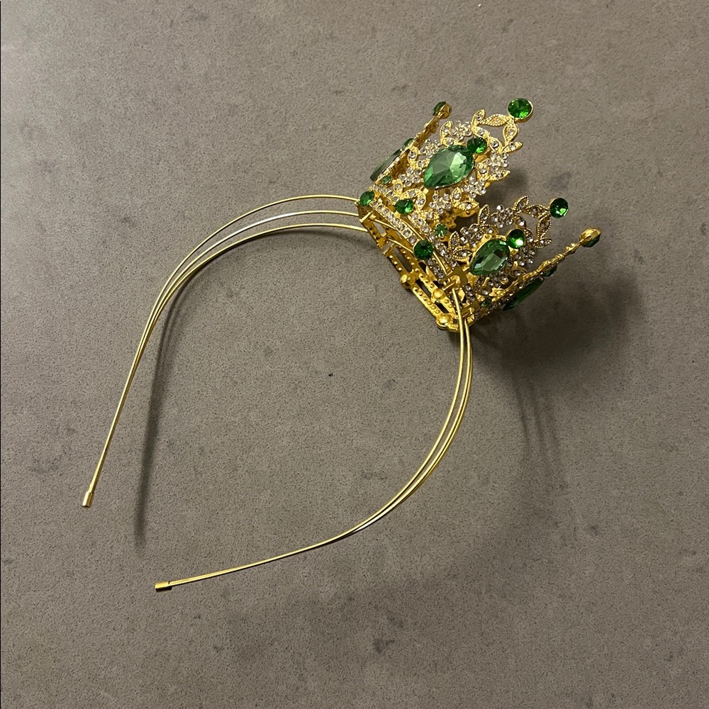 Halloween Princess Daisy Crown Tiara - Gold and Green Tiara Headband